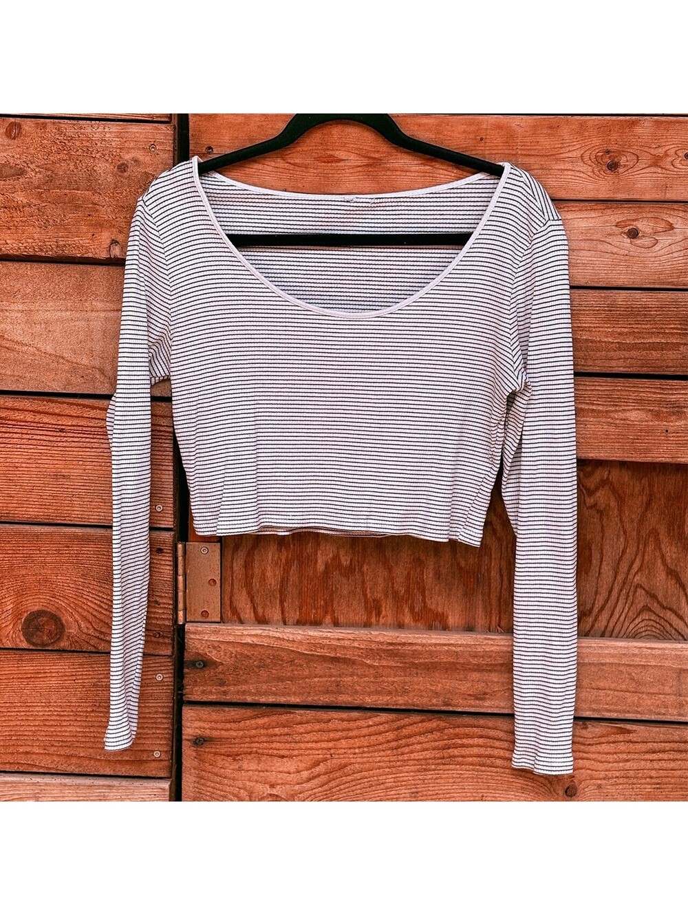 Striped Long Sleeve Cropped Top